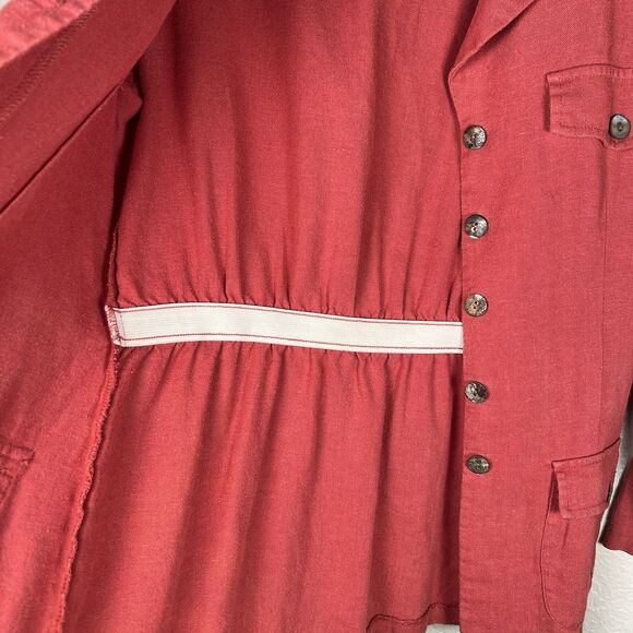 Hillard & Hanson Sz 10 Linen Blend Blazer Long-Sleeve Button-Up Pastel Red - Picture 6 of 10